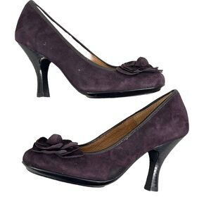 Sofft Purple Suede 3" Heels Leather Purple Suede Flower Von Maur Sz 6.5‎